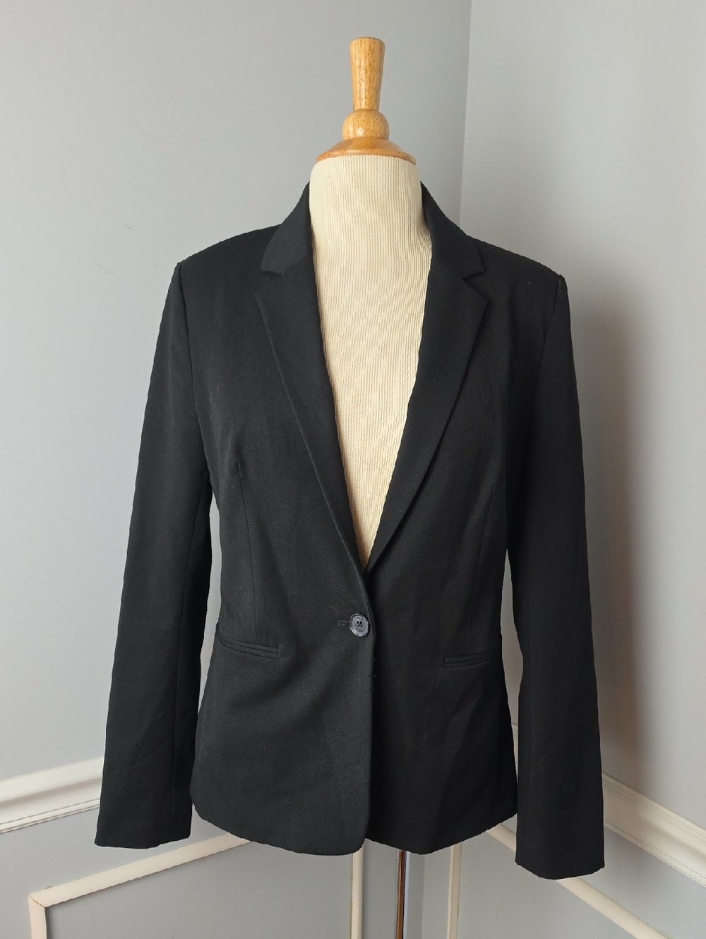 EXPRESS Black Stretch Professional Office Career Casual Single Button Blazer 10